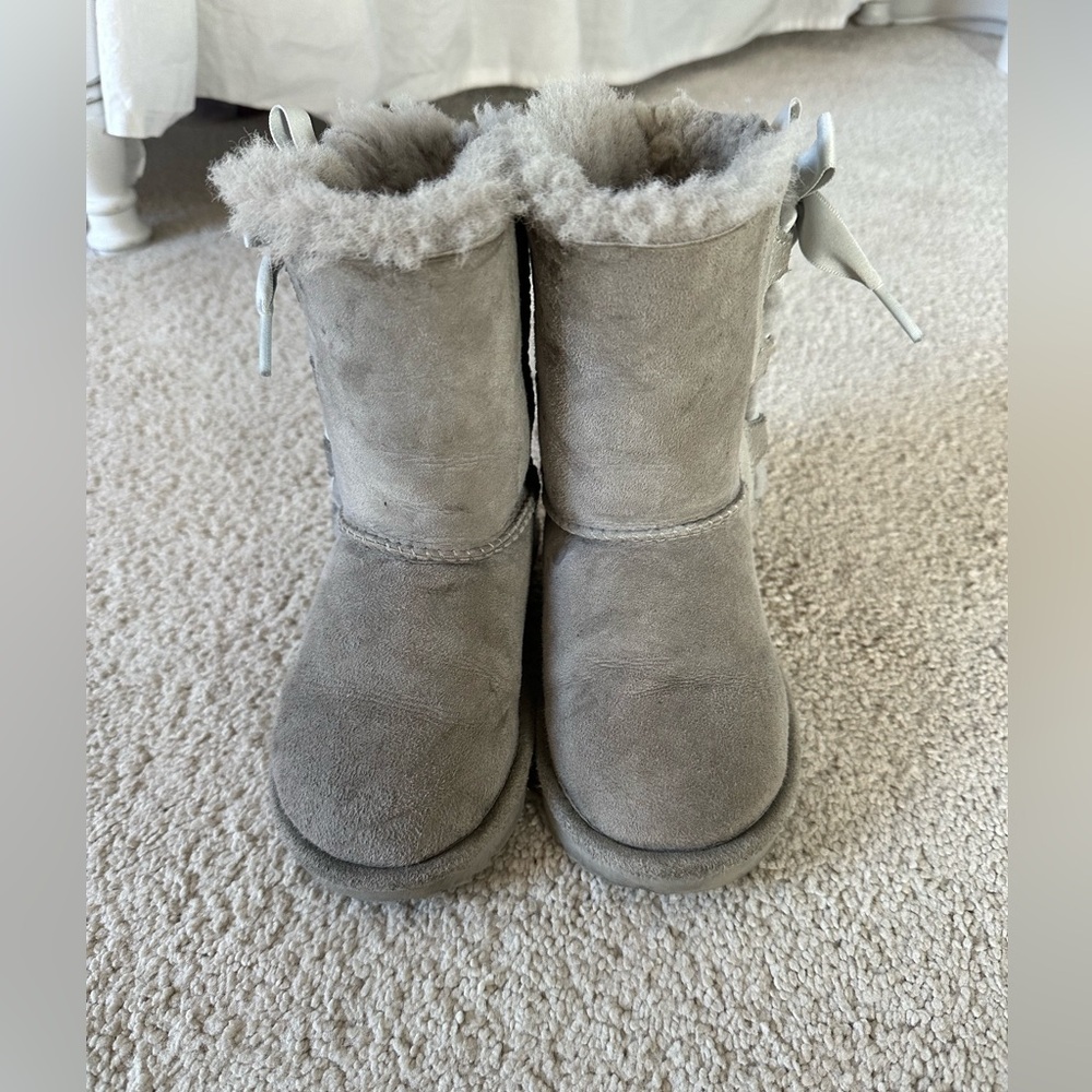 UGG Kids Gray Boots with Fur Lining